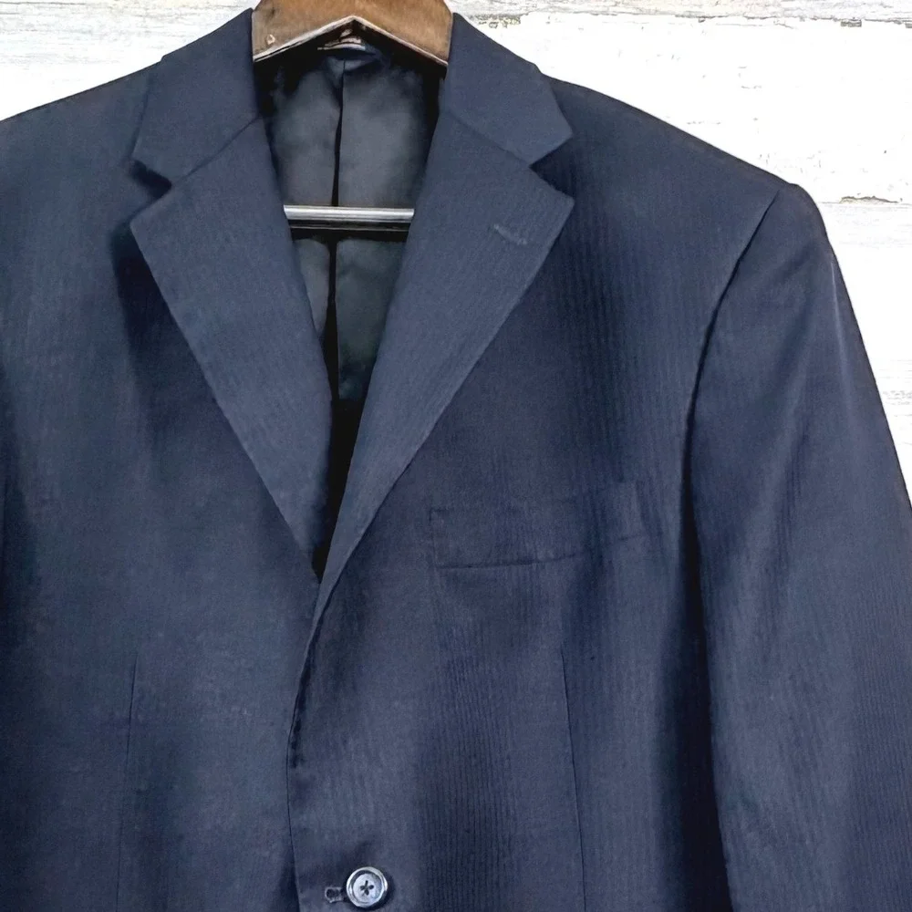 Hart Schaffner Marx Blazer Mens 42R Navy Blue Gold Trumpeter Nordstrom Old Money